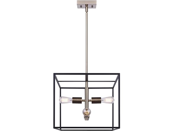 4-Light Chandelier Black and Gold 15"