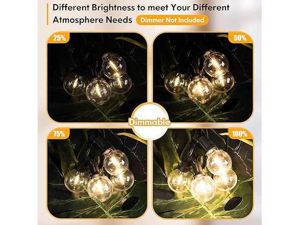 Brightever 100FT LED Outdoor String Lights, 2 Pack