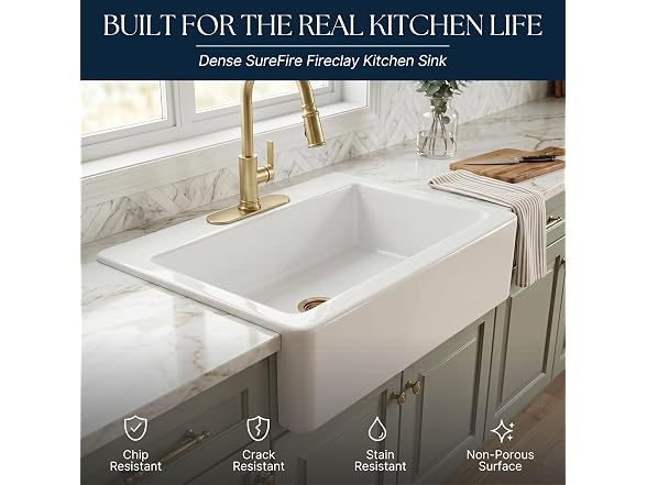 Sinkology Parker 34 in White Fireclay Farmhouse Sink