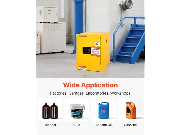 Flammable Safety Cabinet, 12 Gal, Cold-Rolled