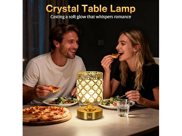 TOBUSA Gold Crystal Rechargeable Cordless Table Lamp