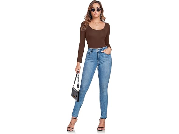fintaps Women's Crew Neck Bodysuit