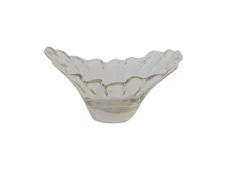 Hand-Blown Glass Pleated Organic Shaped Bowl