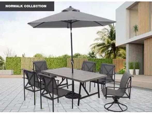 Four Seasons Courtyard 9 Foot Norwalk Market Patio Umbrella
