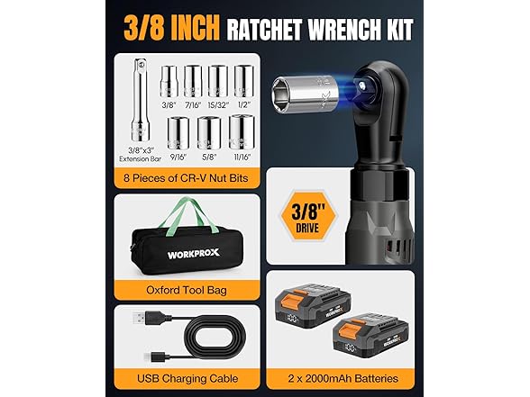 WORKPROX 3/8 Electric Ratchet Set