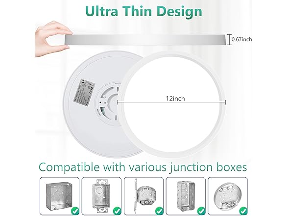 Brightever 12" 2 Pk LED Flush Mount Ceiling Light