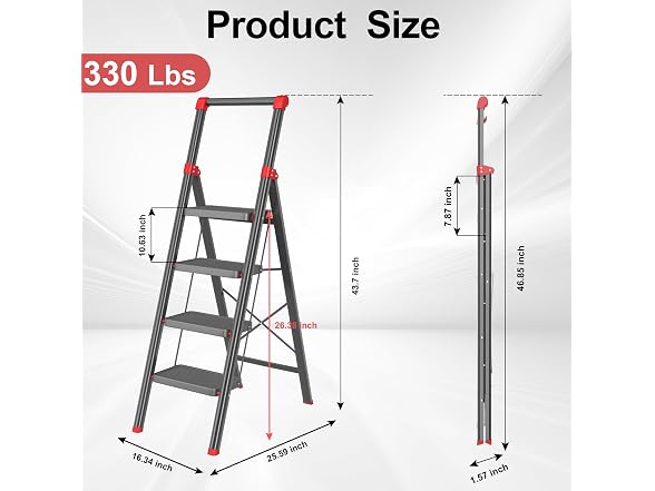 4 Step Ladder, DIAMONDFORGE Folding Step