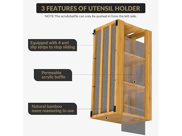 Takywep 10 in Eco-Friendly Bamboo Utensil Holder Organizer