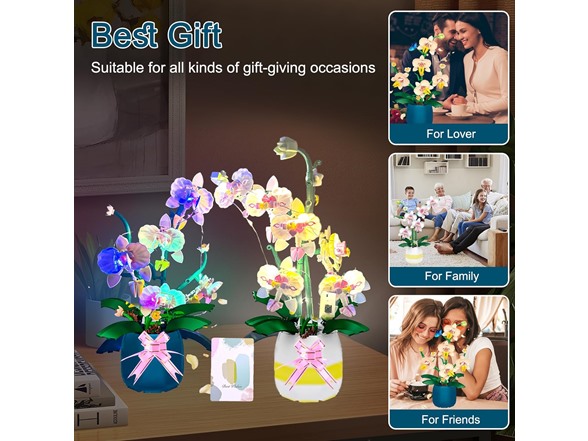 2 Pack Orchid Flower Building Blocks