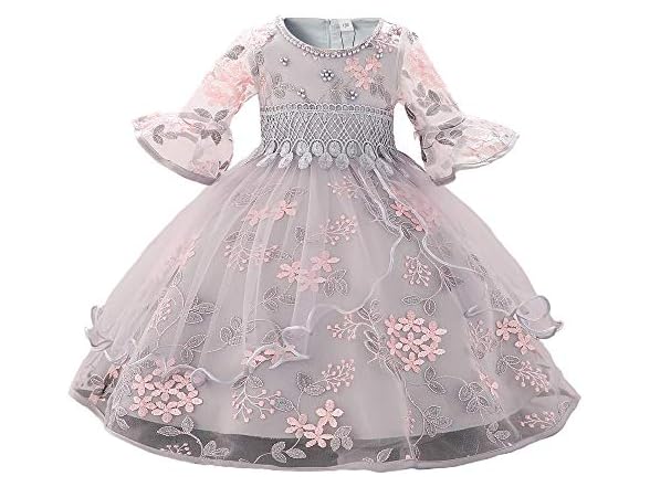 Qunsia Girls' Embroidered Lace Dress