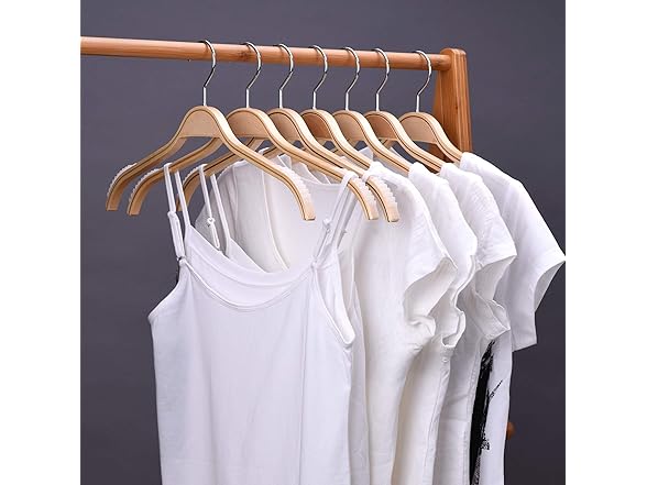 JS HOME Light-Weight Wooden Hangers 30-Pack 
