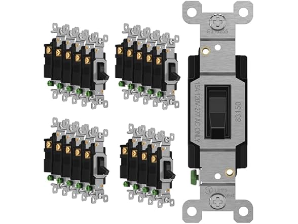 ENERLITES Black Toggle Light Switch