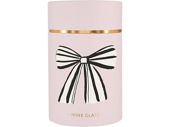Stemless Wine Glass 17-Ounce, Birthday Bow
