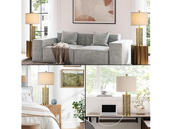 TOBUSA 27" Gold Vintage Table Lamps Set of 2