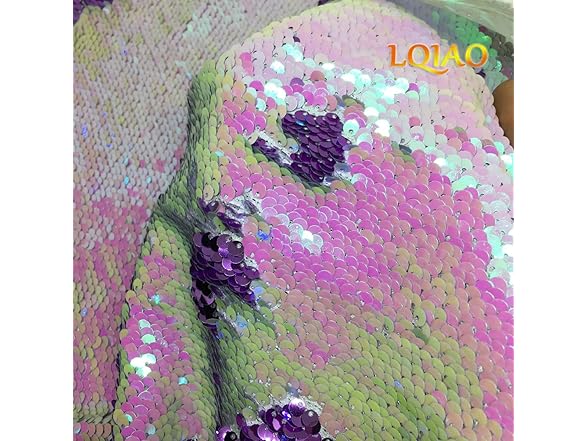 Iridescent White Lavender Reversible Sequin Fabric