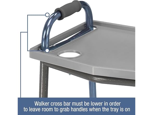 DMI Walker Tray with Cup Holders Gray