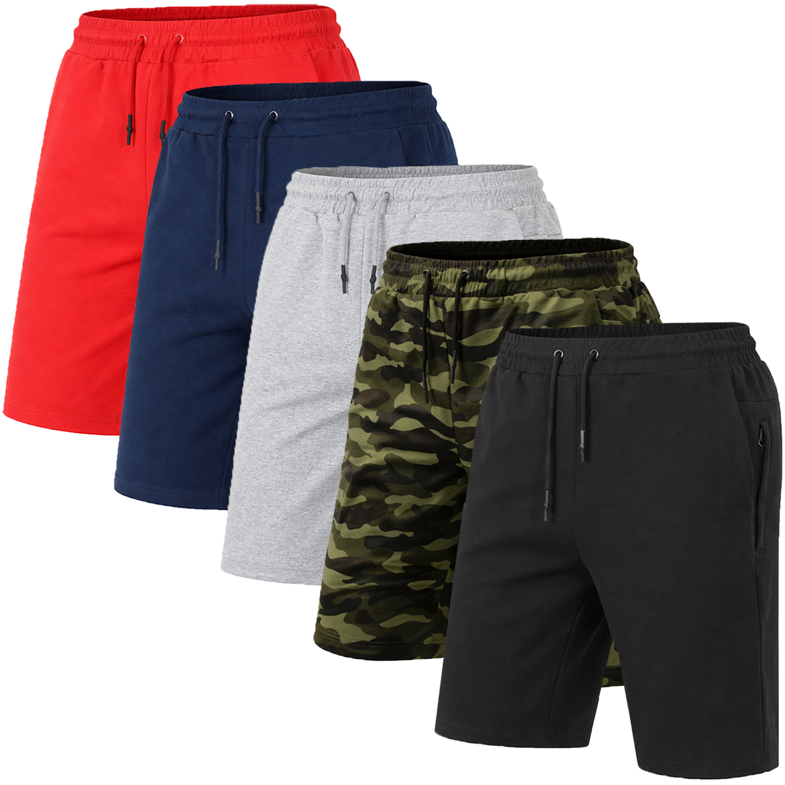 5Pk Mens Classic T/F Jogger Shorts - Gallery 8