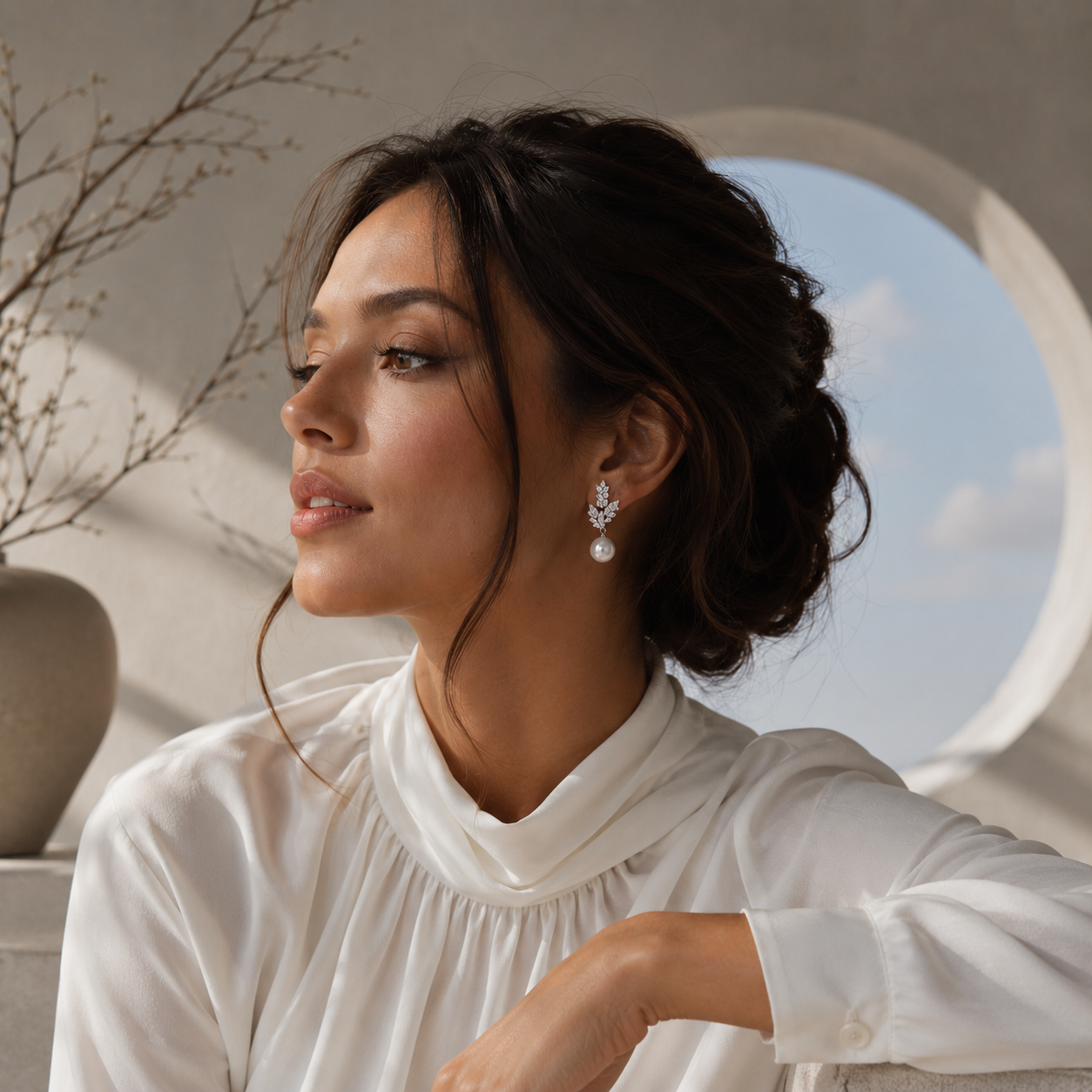 Stainless Steel Silver Drop Earrings - Gallery 6