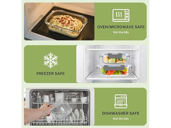 HOMBERKING 8pk Grey Glass Food Containers