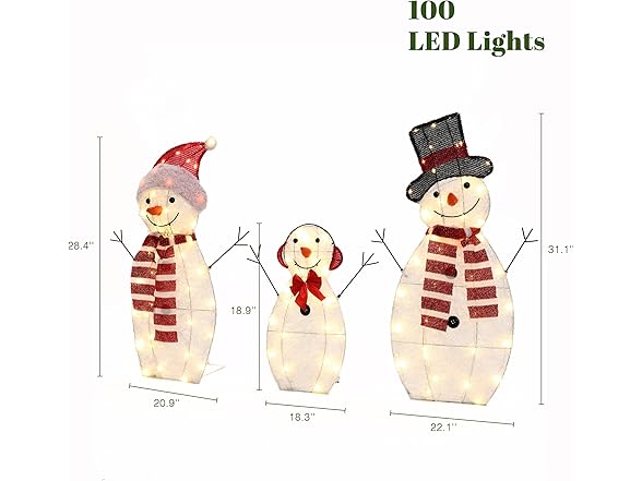 LuxenHöme 30" Lighted Snowman Family