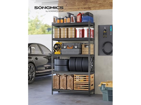 SONGMICS 5-Tier Steel Storage Shelves, Boltless Assembly, 2,250 lb Load