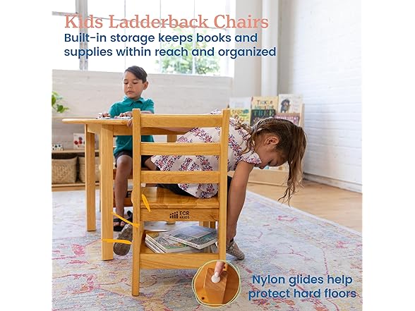 ECR4Kids Ladderback Chair w/Storage, 2Pk