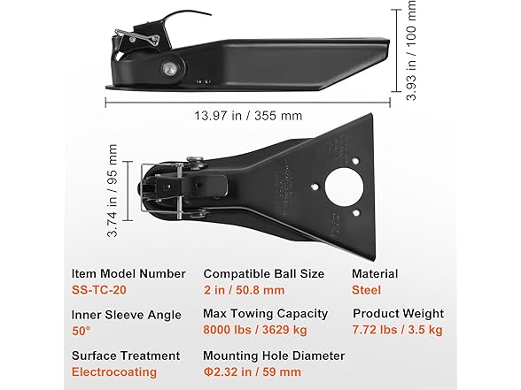 VEVOR A-Frame Trailer Coupler - 2" Hitch