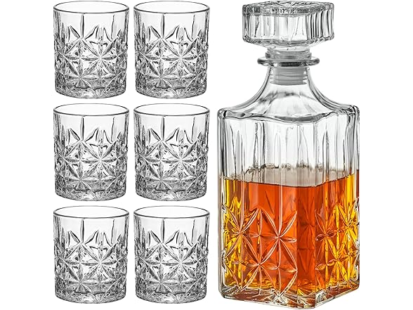 Style Setter Whiskey Decanter Set with Glasses