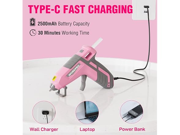 WORKPRO 3.6V Cordless Hot Glue Gun