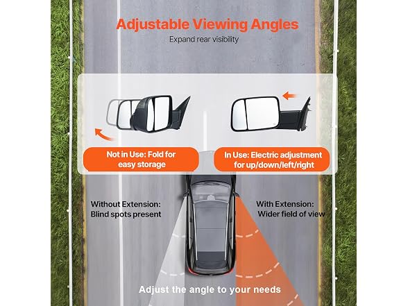 Towing Mirrors, for 2009-2018 Dodge Ram 1500