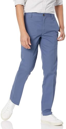 Amazon Essentials Men's Slim-Fit Wrinkle-Resistant Flat-Front Chino Pant, Indigo, 33W x 30L
