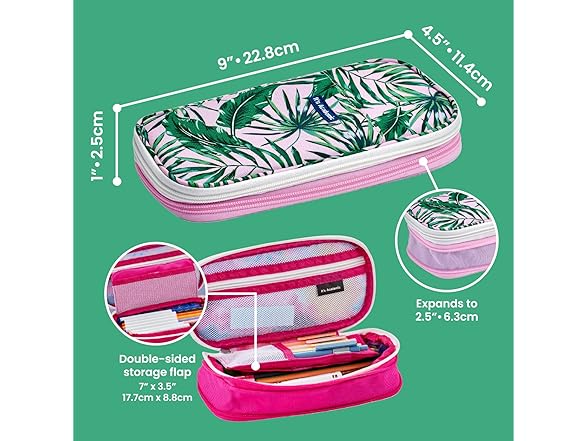 Expanding Pencil Case Palm Tree Pink