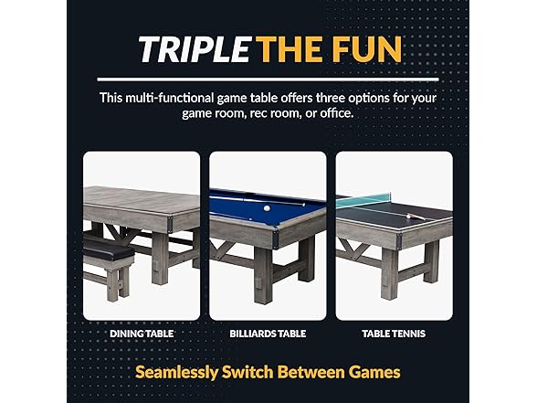 Hathaway 7' Pool Table Combo with Benches