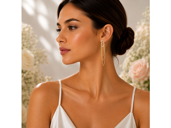 18K Gold Plated Layered Chain Earrings