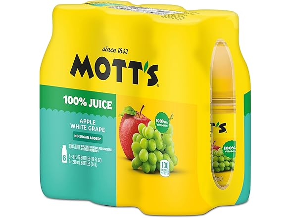 24PK Mott's 100% Apple White Grape Juice, 8 oz.