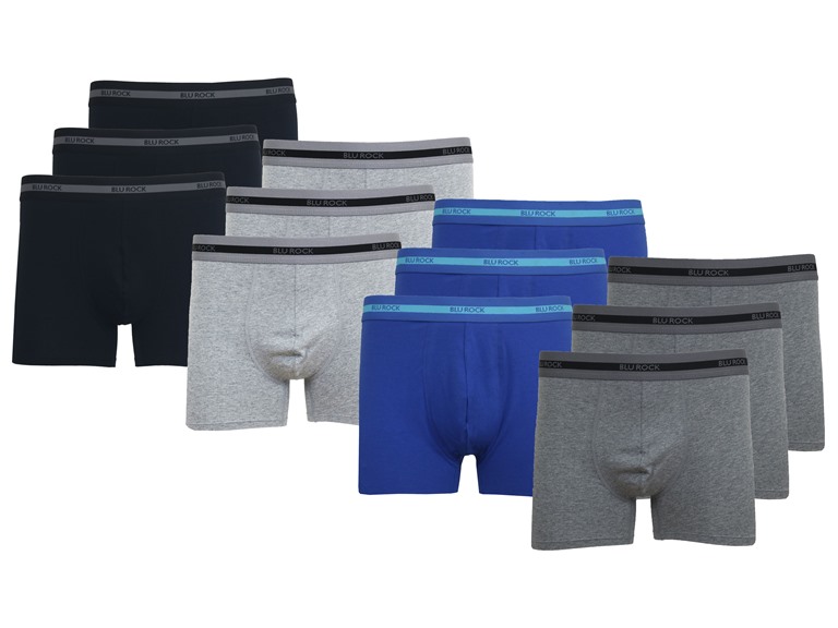 BLU ROCK WC-----J/MBB-565 / BK-HG-NV-CH / S Small Mens Cotton Flex Stretch Boxer Briefs Black x3 - Heather Grey x3 - Navy x3 - Charcoal x3