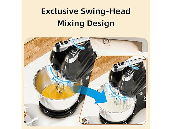Stand Mixer Electric Kitchen Mixer, 4.8 QT Auto-Rotating Bowl & Beater Tilt-Head 2-IN-1 Standing Hand Mixer, 250 Watt 5-Speed with Turbo Boost Household Mixer with Beaters & Dough Hooks for Baking (Open Box)