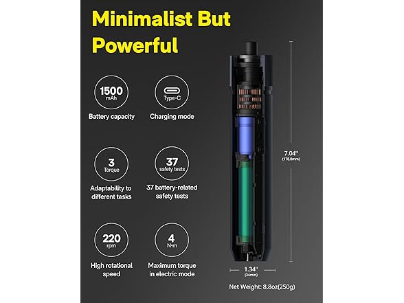 HOTO BH-1090 HOTO Electric Screwdriver Rechargeable, 3.6V