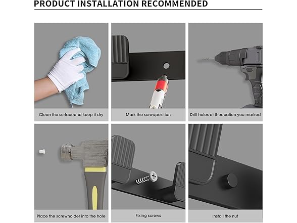 Coat Rack Wall Mount 5 Hooks Black