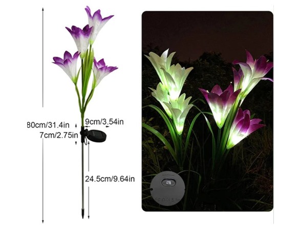 4-Pack Solar Powered Garden Flowers with Lights