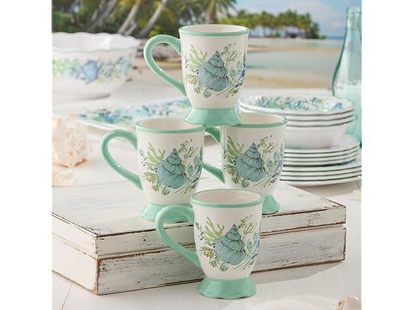 Cerified International Sea Glass Porcelain Mugs, Set of 4
