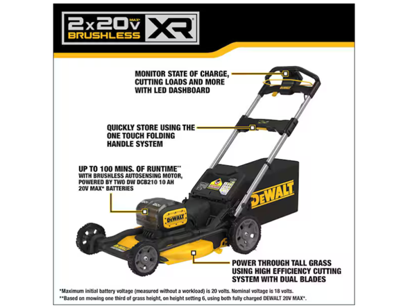 Dewalt DCMWP234U2 2x20V MAX 21in Push Lawn Mower Kit