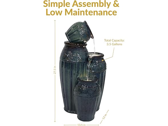 Tour de Vase Ceramic 27-Inch Fountain - Gallery 6