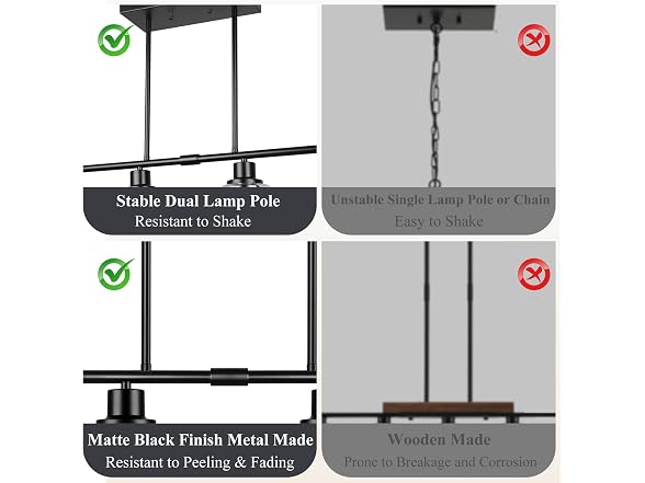 VerRon B0DPDL95KW 4-Light Linear Dining Chandelier