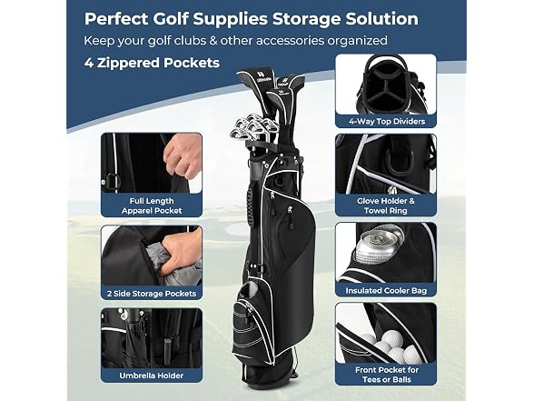 OFFICEJOY Golf Stand Bag, Portable Golf Clubs Bag