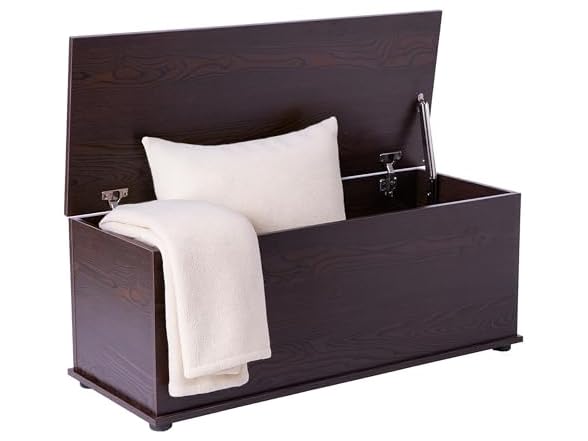 Basicwise Wooden End of Bed Storage Chest Brown