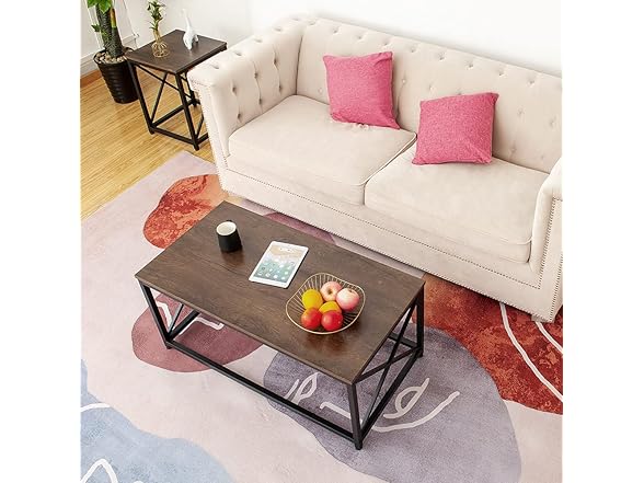 Coral Flower Modern 3 Piece Coffee Table Set