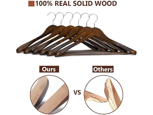 Suptinwear Wide Shoulder Wooden Suit Hangers 6 Pack
