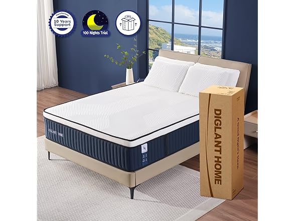 DH DIGLANT HOME Queen Mattress, 14 Inch Hybrid