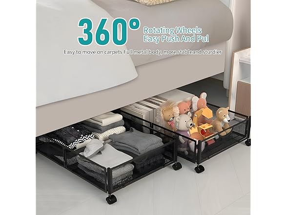 Kmise 2 pcs Underbed Storage With Wheels